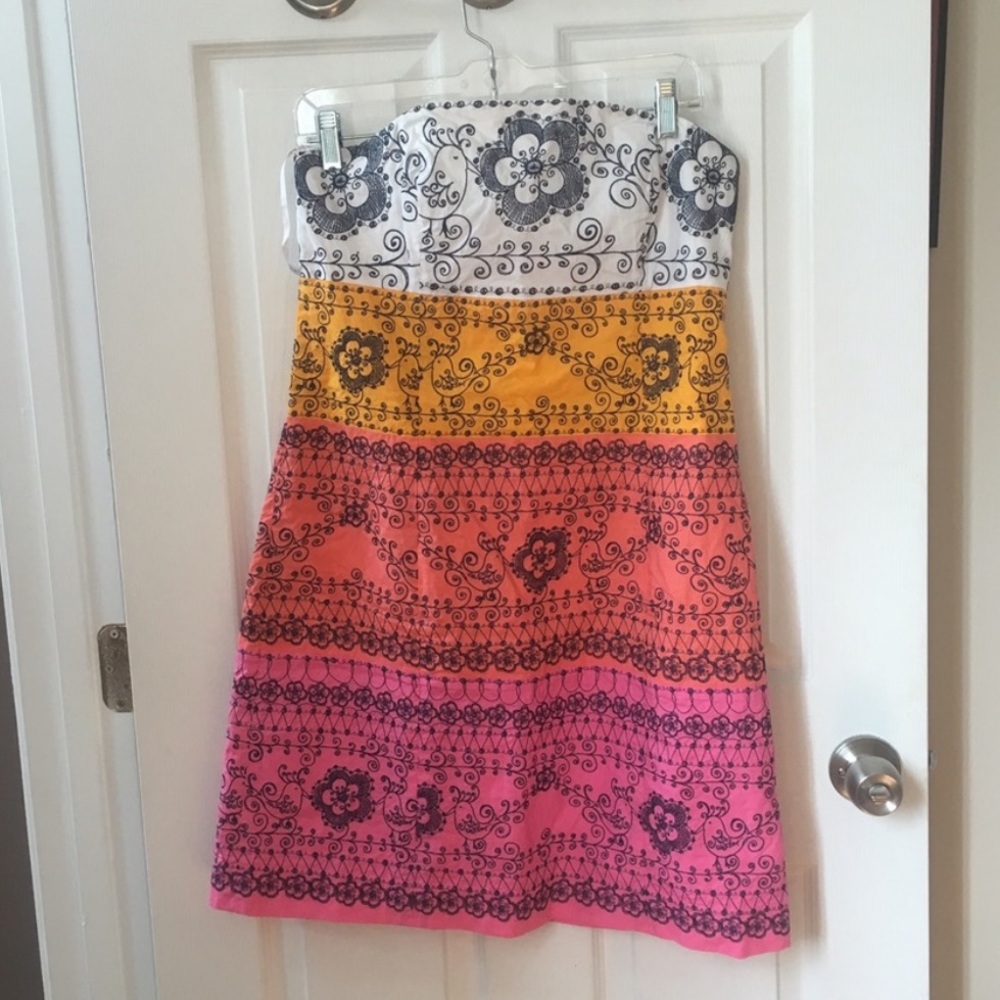 Lilly Pulitzer color blocked  strapless dress